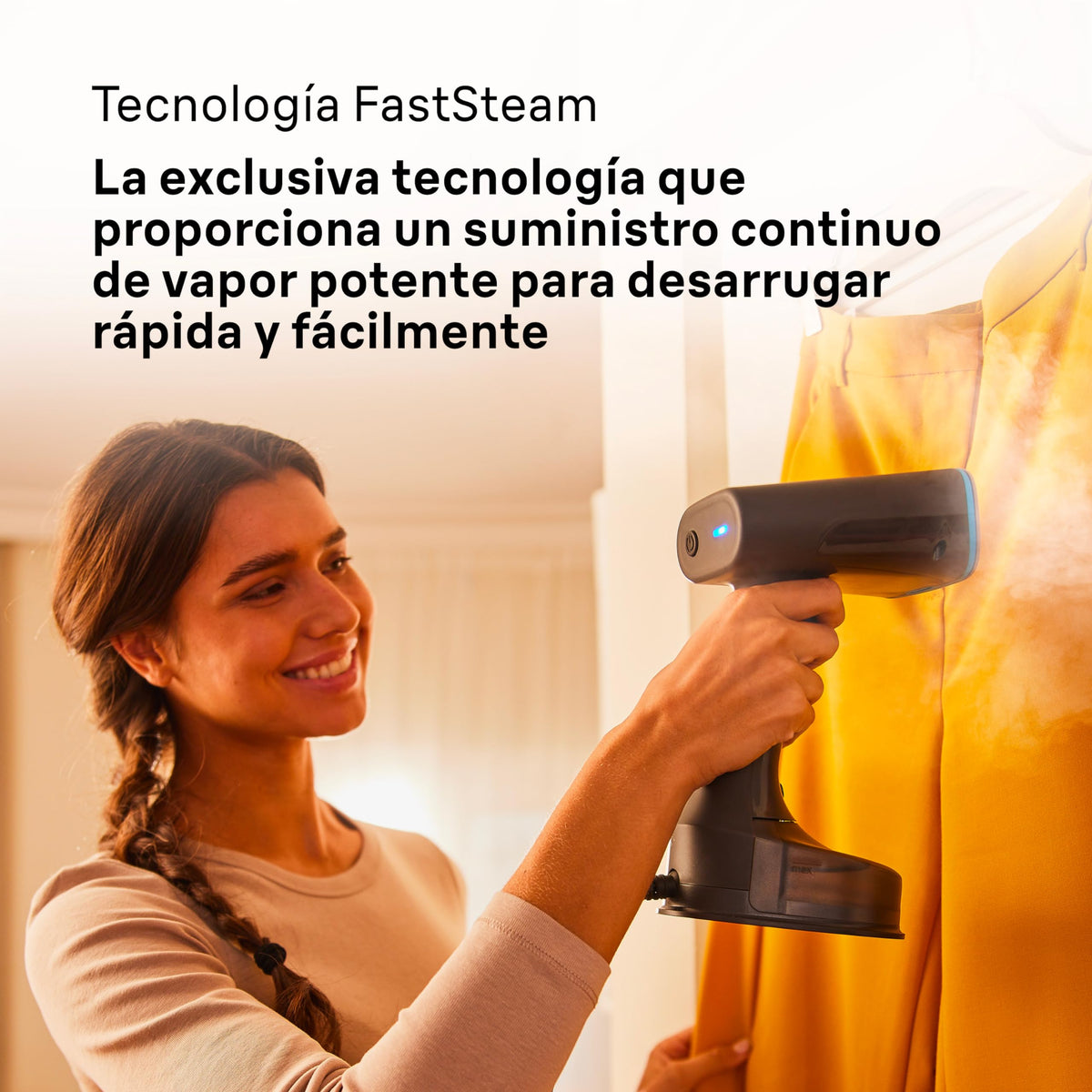 Braun QuickStyle 5 GS5011PU, Plancha Vertical con Doble Placa FreeGlide 3D, Steamer Vertical con Calentamiento Rápido, Vapor 22 g/min, Capacidad 150 ml, 1200W, Blanco/Violeta