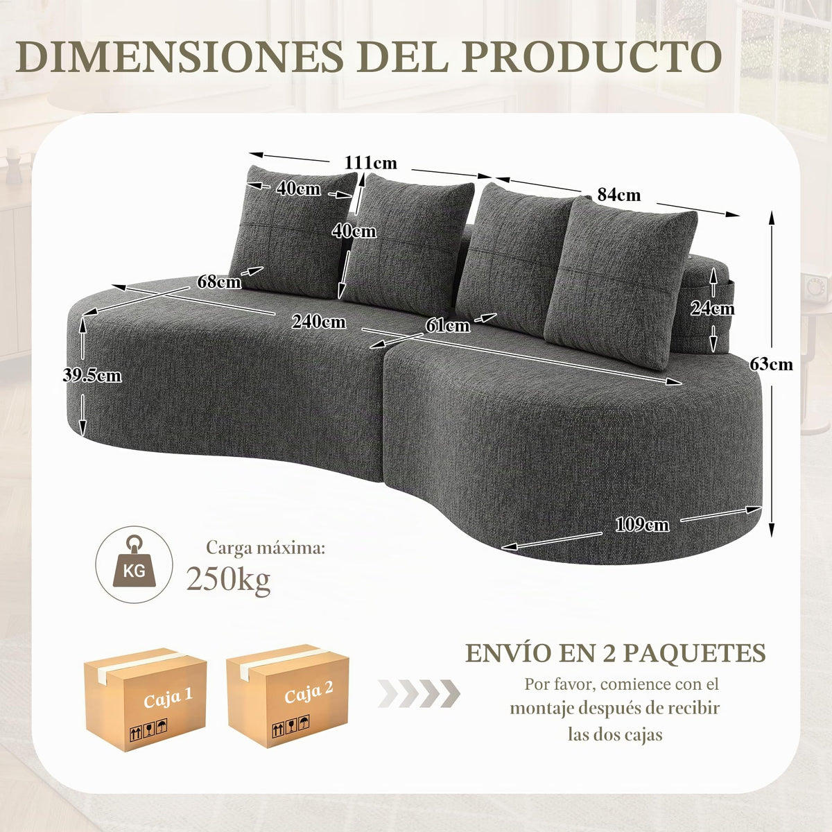 Bladez Sofá esquinero moderno curvado de 5 plazas, sofá modular de terciopelo, diseño curvado, cómodo sofá tapizado, cómodo sofá tapizado con cojines, adecuado para salón y apartamento, color blanco
