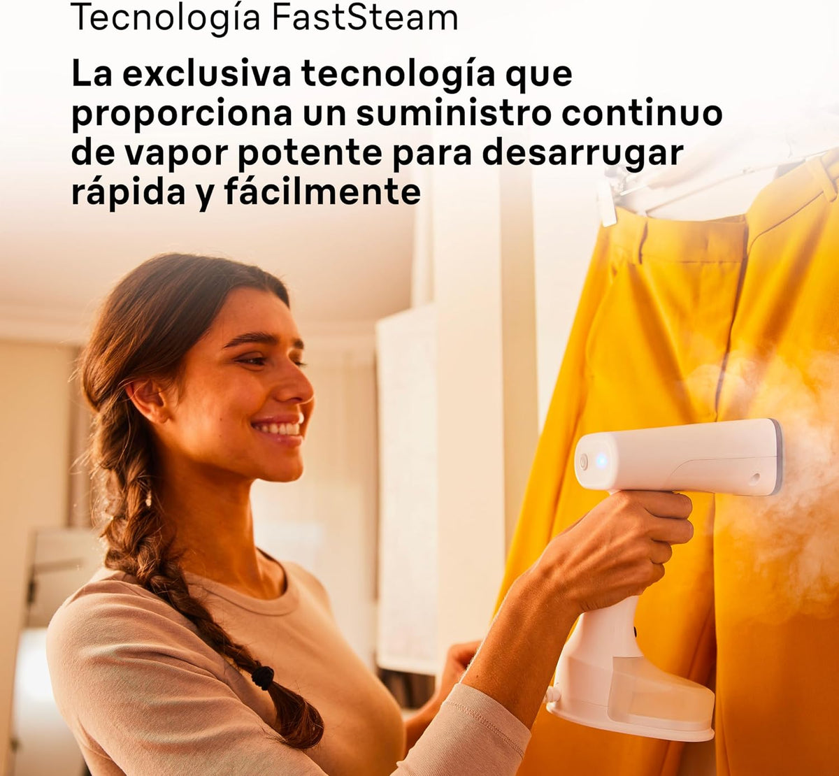 Braun QuickStyle 5 GS5011PU, Plancha Vertical con Doble Placa FreeGlide 3D, Steamer Vertical con Calentamiento Rápido, Vapor 22 g/min, Capacidad 150 ml, 1200W, Blanco/Violeta