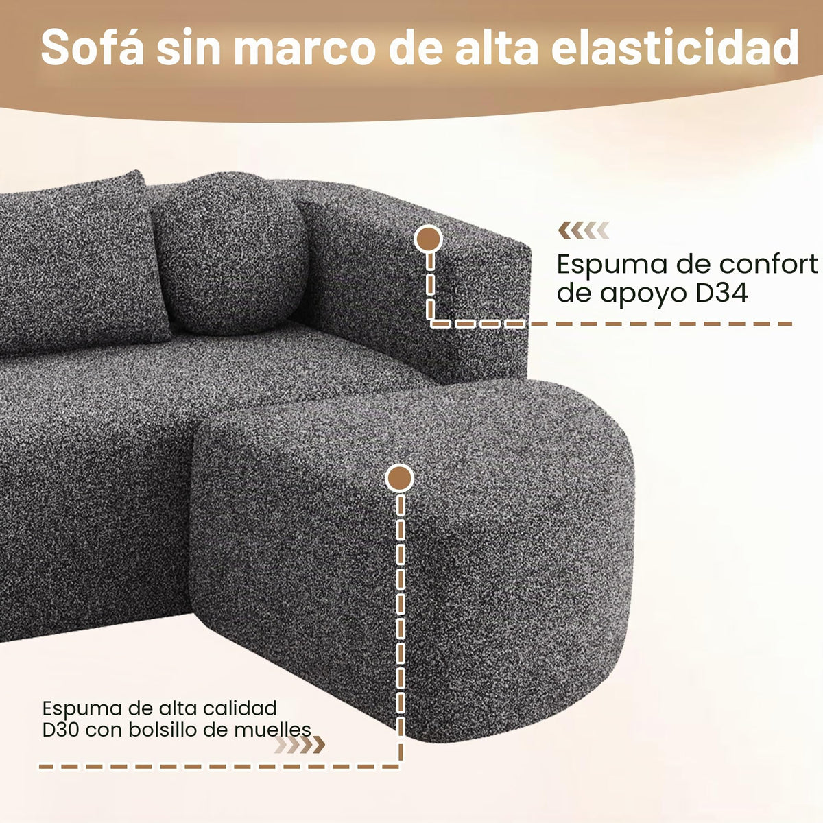 LAKFEW Sofa Cama con Cama Extensible y Taburete Almacenaje, Sofa Rinconera con USB, Lámpara de Lectura, Mesa Plegable con 2 Posavasos, 205x205x85 cm, Gris