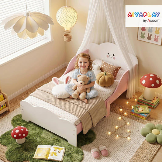 AIYAPLAY Cama Infantil Montessori con Barandillas Altas 70x140 cm Rosa