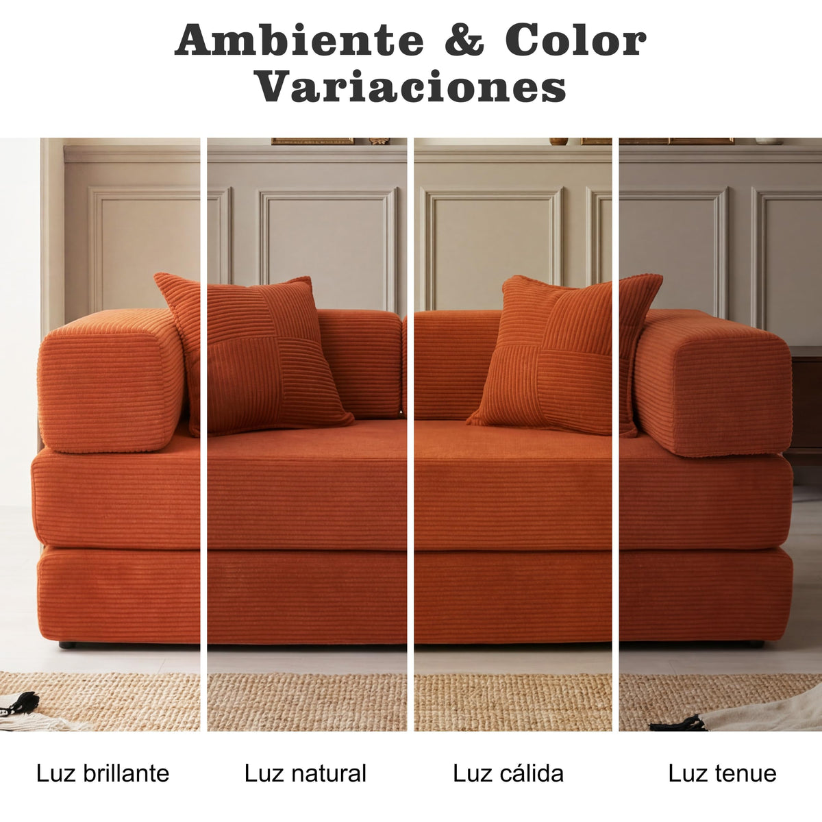 Vipbear Sofá Cama Pana 200×100×70 cm, sofá de Suelo transformable 5 en 1, Espuma de Alta Densidad, Apto para Mascotas y ergonómico, sin Montaje, Verde