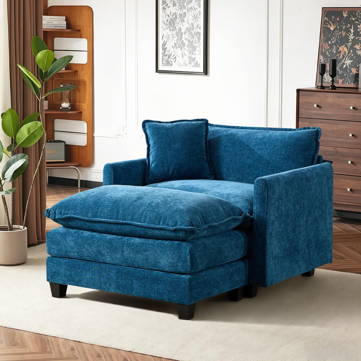 Sofá Modular Modular de 380.0 cm en Forma de L, sofás Convertibles de Gran tamaño, sofá de felpilla de 4 plazas con Asiento Profundo SleeperCloud con Almohadas y 2 otomanas para Sala de