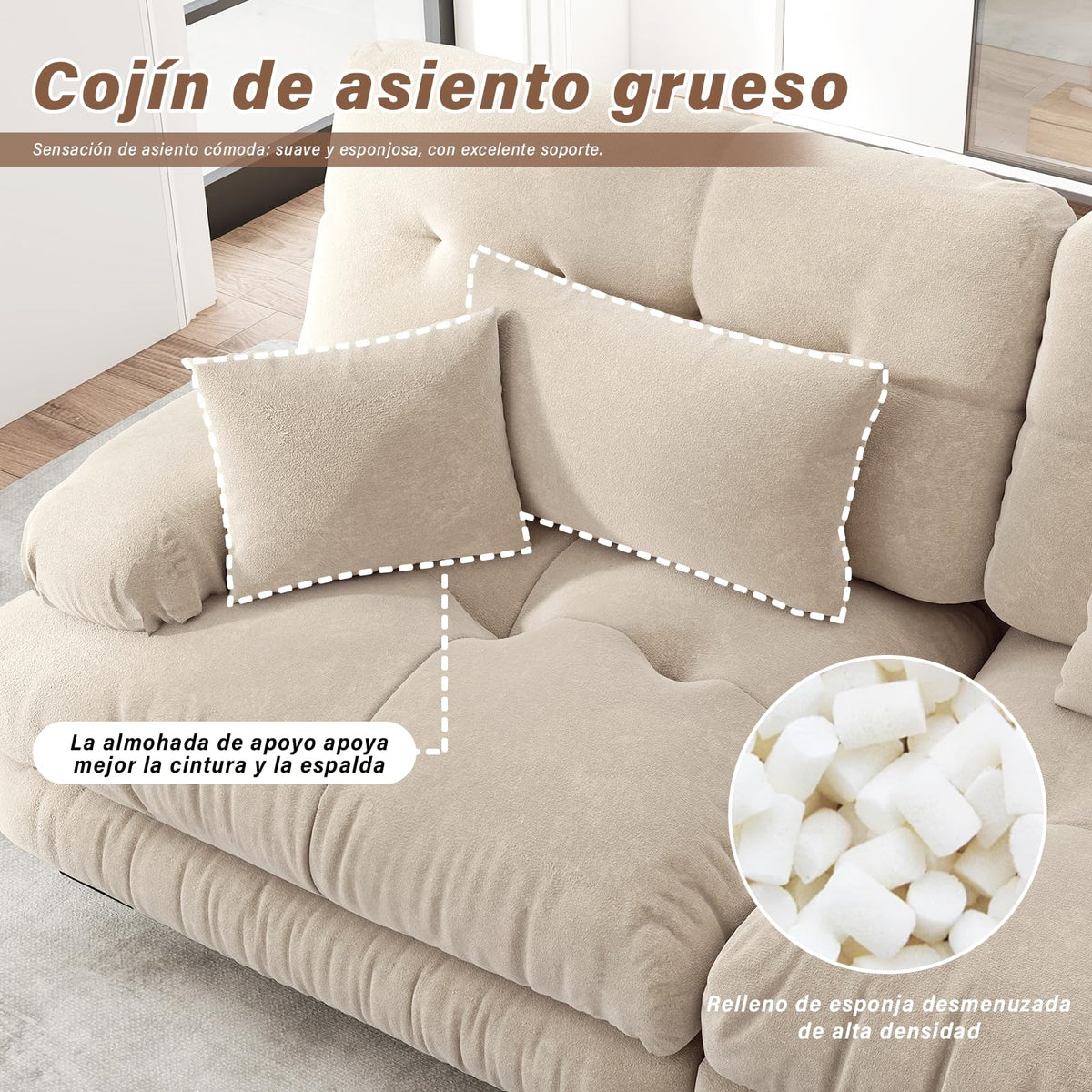 SoarFlash Sofá U Modular de 4 plazas para salón Moderno, sofá Nube de Tela Chenille con reposabrazos, Color Amarillo, 145×406 cm