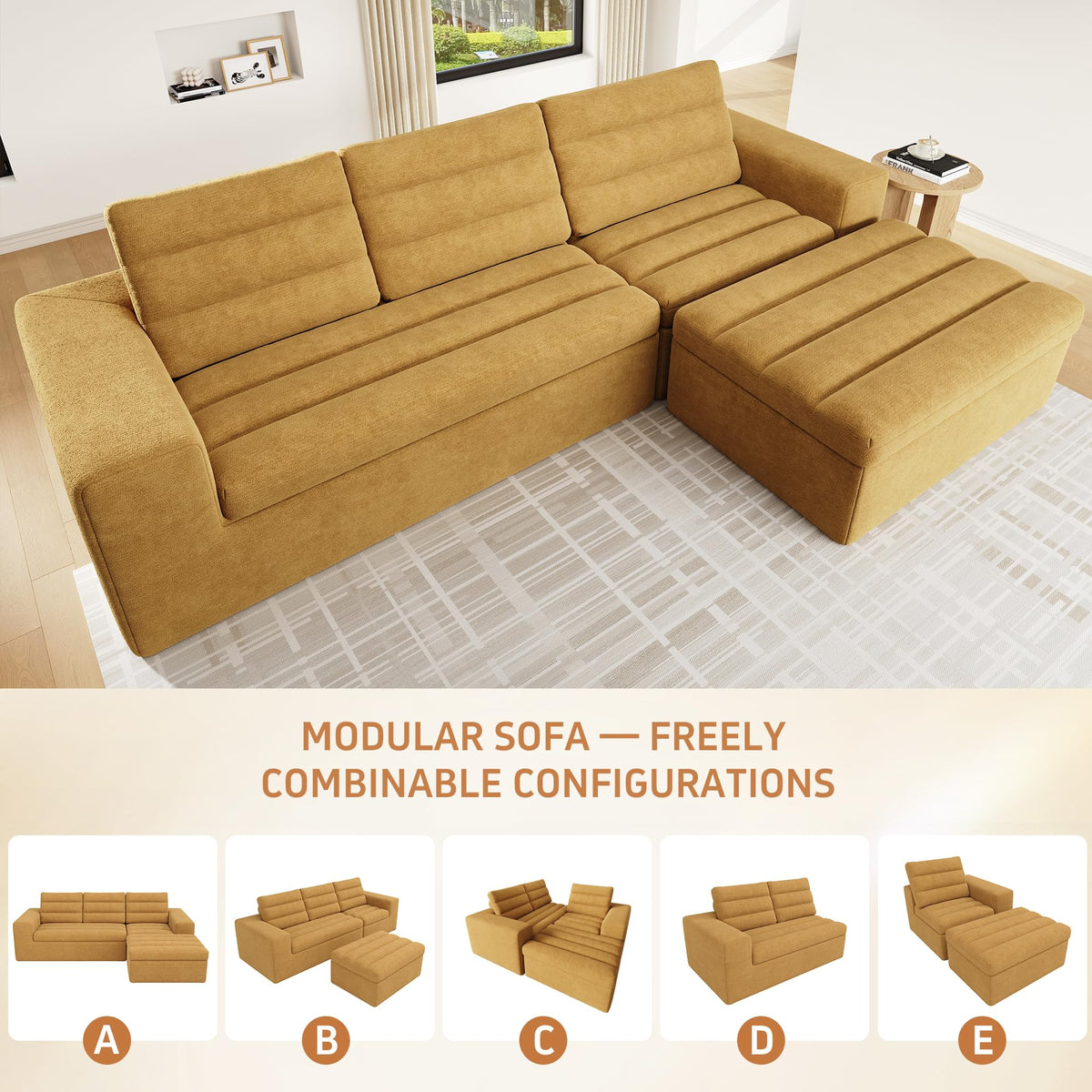 Moimhear Sofá esquinero modular en forma de L, diseño sin marco, se puede combinar libremente (gris claro)