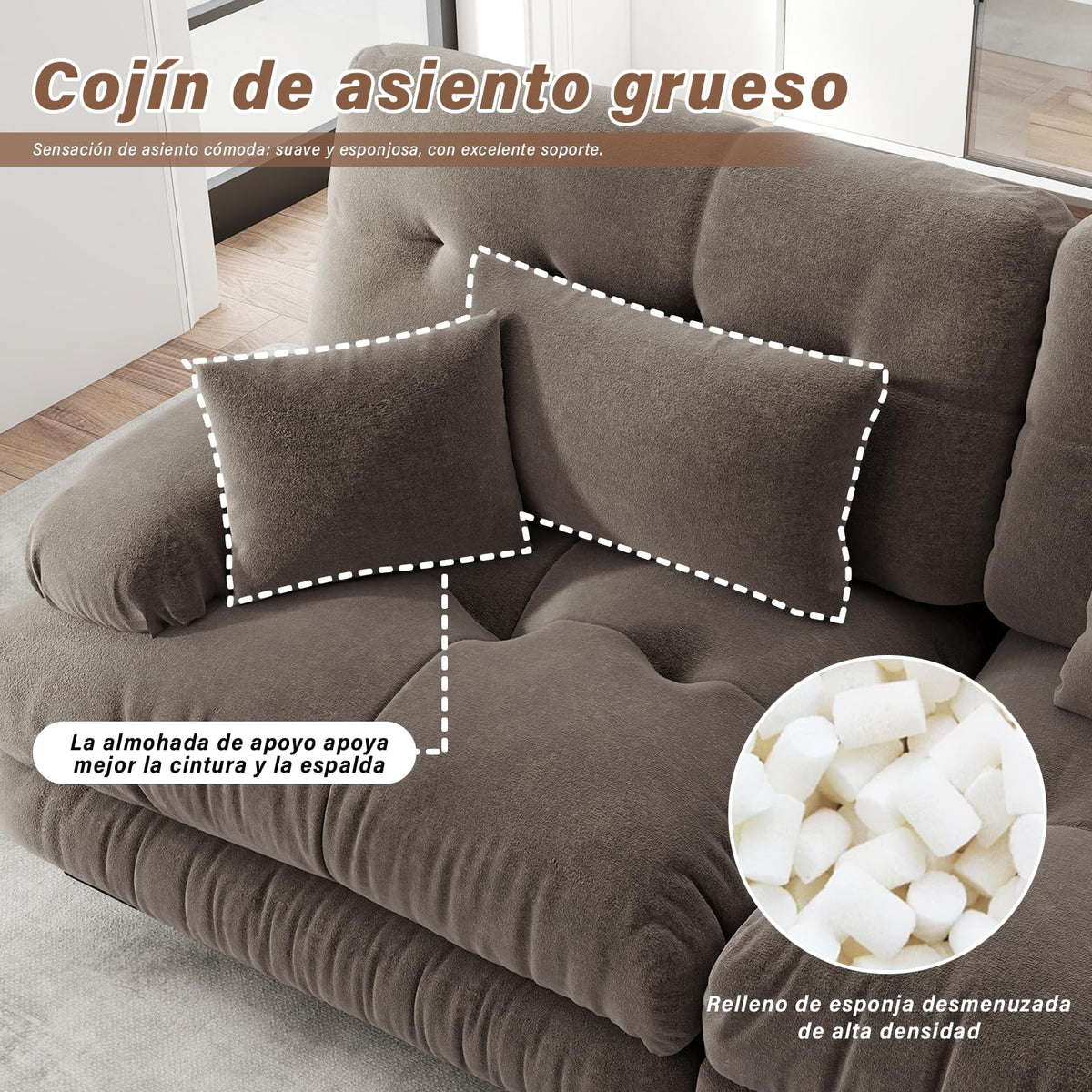 SoarFlash Sofá U Modular de 4 plazas para salón Moderno, sofá Nube de Tela Chenille con reposabrazos, Color Amarillo, 145×406 cm