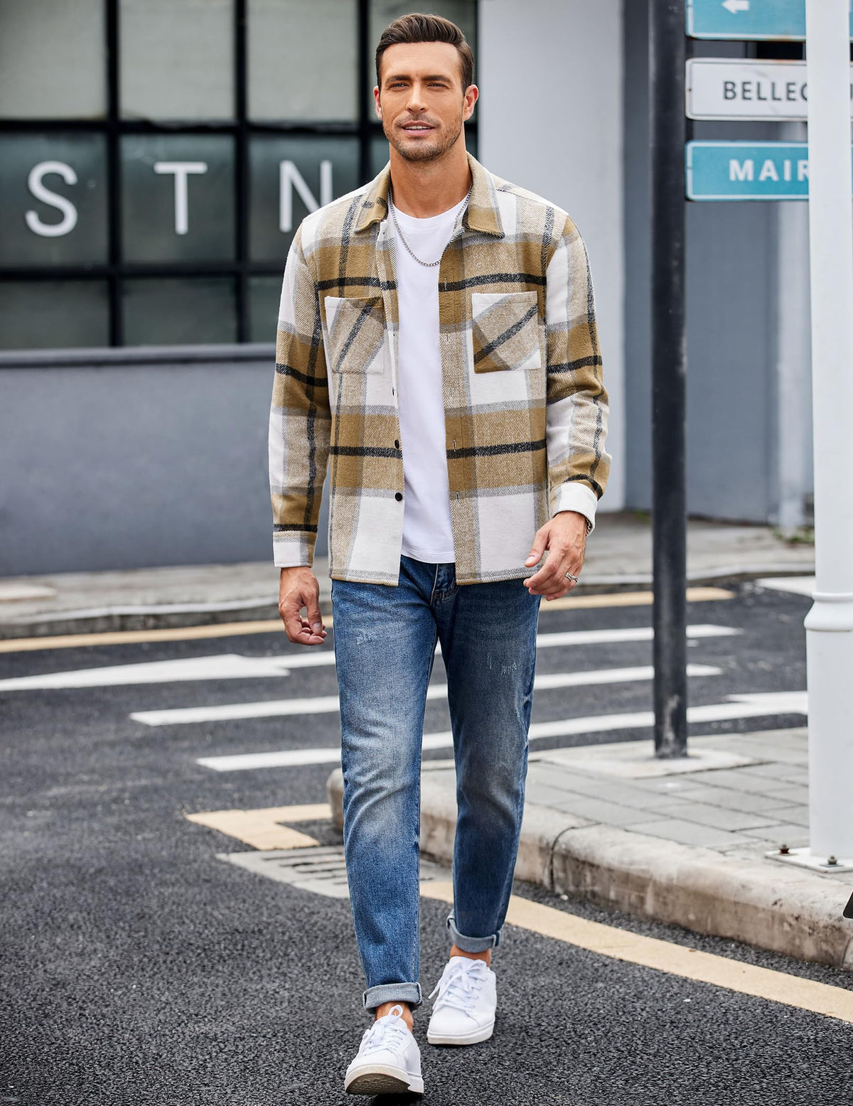 COOFANDY Sobrecamisa Hombre a Cuadros Chaqueta Leñador Casual