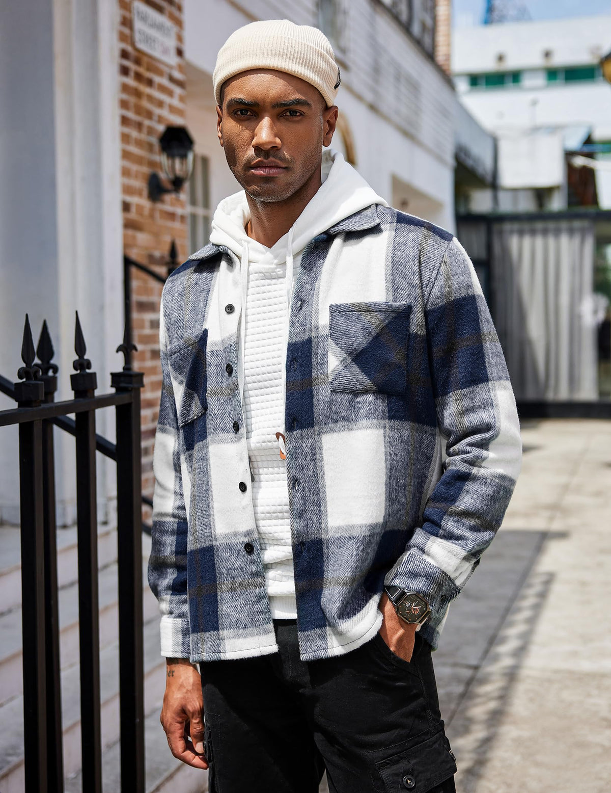 COOFANDY Sobrecamisa Hombre a Cuadros Chaqueta Leñador Casual
