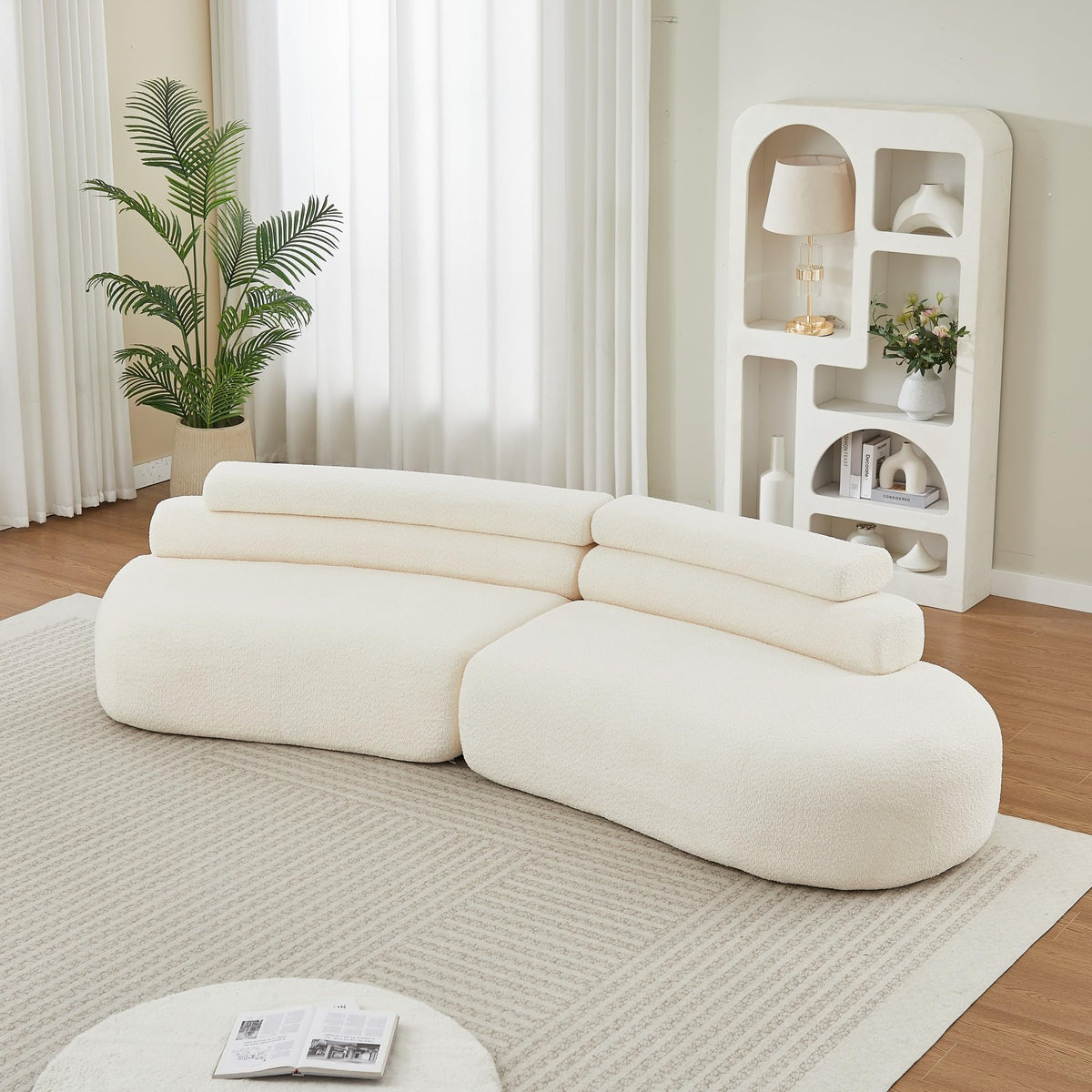 Bladez Sofá modular de 4 plazas chenilla sofá curvado en la nube gris