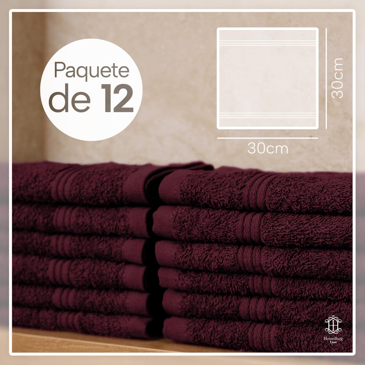 Luxe Set de 12 Toallas de Mano (Gants de Toilette) – 100% Algodón, Suaves & Absorbentes, Fáciles de Mantener, Premium para el Rostro, 30×30 cm, Verde Salvia