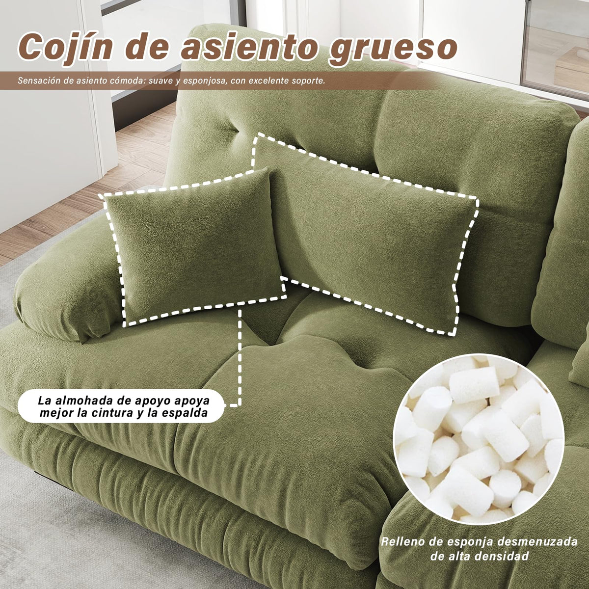 SoarFlash Sofá U Modular de 4 plazas para salón Moderno, sofá Nube de Tela Chenille con reposabrazos, Color Amarillo, 145×406 cm