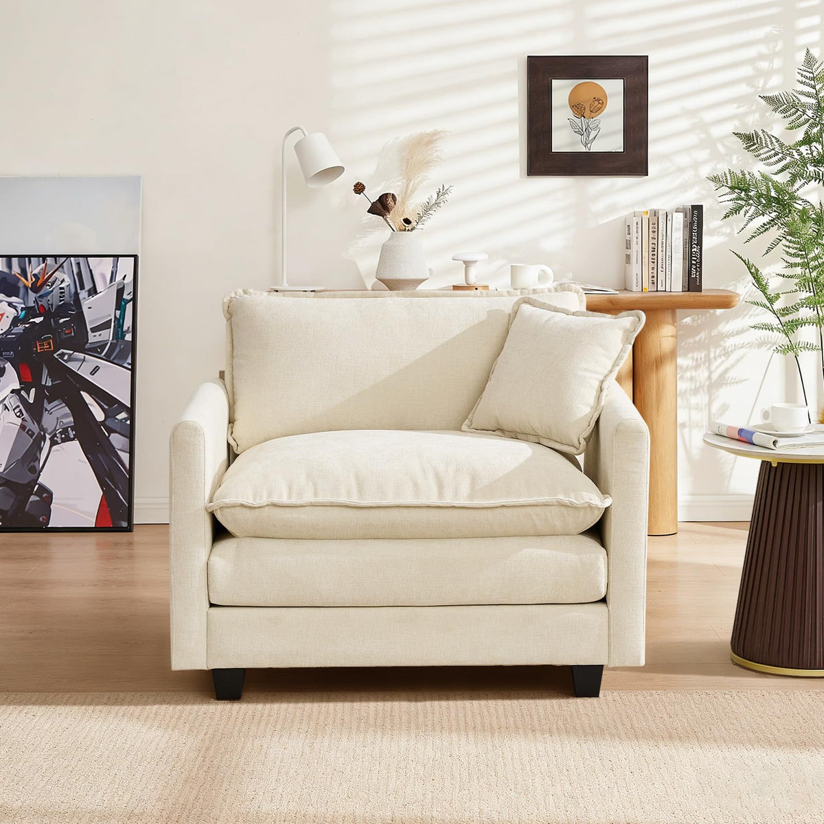 Sofá Modular Modular de 380.0 cm en Forma de L, sofás Convertibles de Gran tamaño, sofá de felpilla de 4 plazas con Asiento Profundo SleeperCloud con Almohadas y 2 otomanas para Sala de