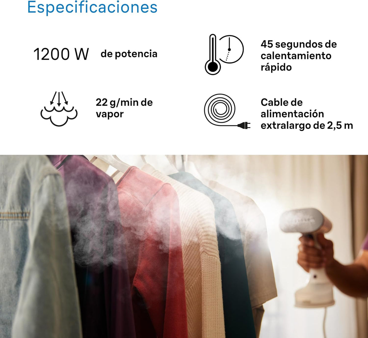 Braun QuickStyle 5 GS5011PU, Plancha Vertical con Doble Placa FreeGlide 3D, Steamer Vertical con Calentamiento Rápido, Vapor 22 g/min, Capacidad 150 ml, 1200W, Blanco/Violeta