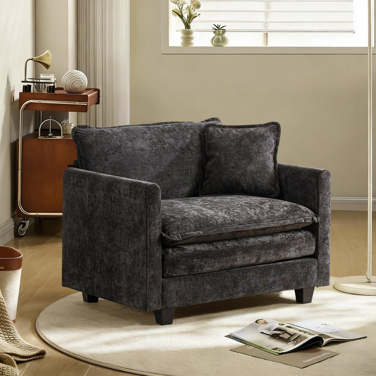 Sofá Modular Modular de 380.0 cm en Forma de L, sofás Convertibles de Gran tamaño, sofá de felpilla de 4 plazas con Asiento Profundo SleeperCloud con Almohadas y 2 otomanas para Sala de
