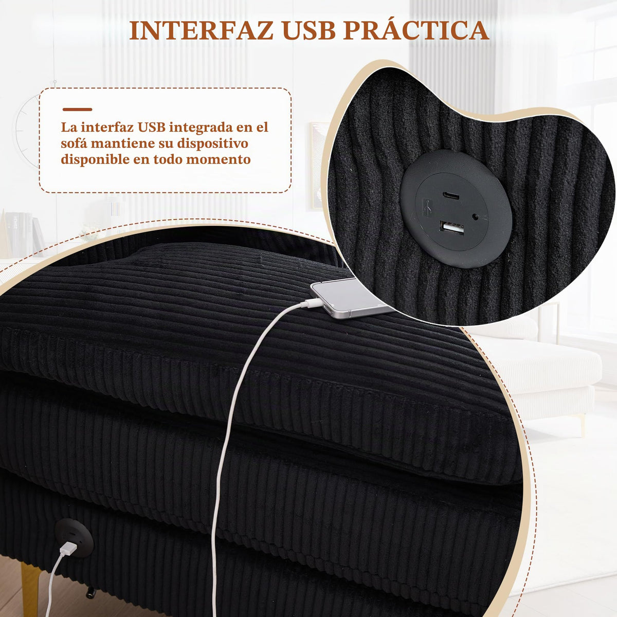 Sapgaks Sofá Seccional en U Moderno,Sofá 4 plazas,Mueble Acolchado de diseño Moderno,Tela de Chenilla (Beige)
