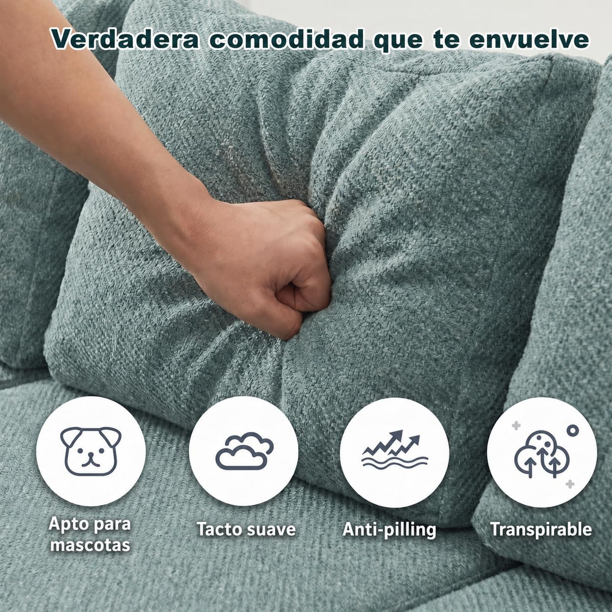 Sofá cama con respaldo en forma de L de 275 cm, 4 plazas, de terciopelo nube, con otomana izquierda y derecha, sin montaje, moderno sofá de salón para salón (gris)