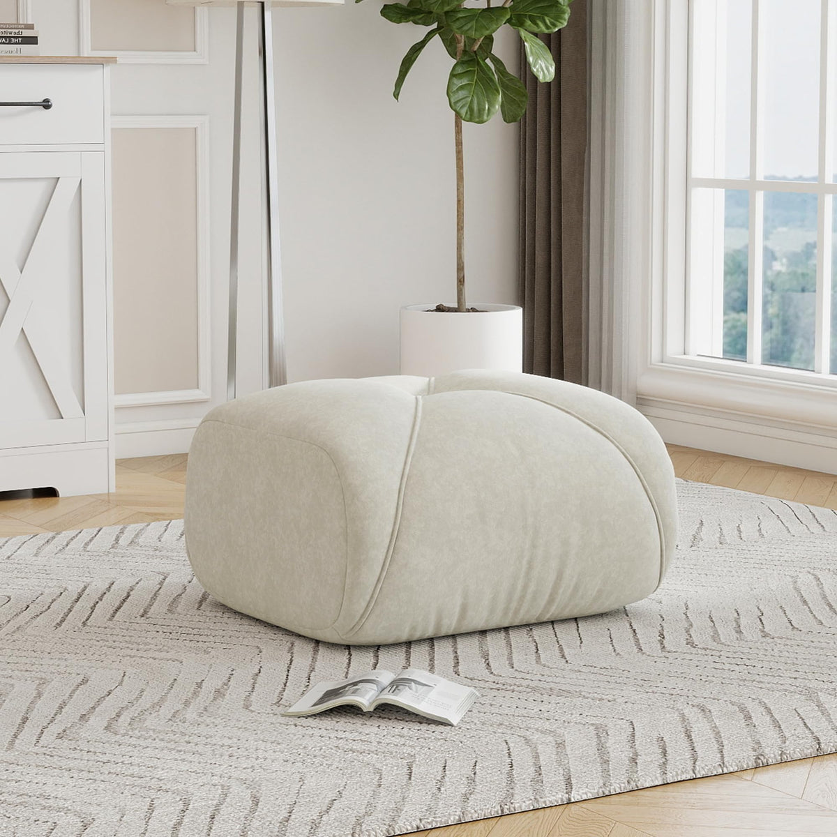 Sofá de esquina en forma de L de 4 plazas con reposapiés, sofá modular Cloud sin marcos de chenilla, sofá de estar suave, antideslizante, combinable de forma flexible, sin montaje, salón color