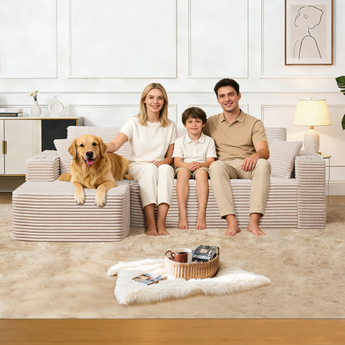 Sofa Modular sofás Comprimidos al vacío, Sofa Cama Chaise Longue 102 inch/261cm Sofá de Suelo Modular sin Estructura con Función de Dormir, Sofá para Salón o Apartamento, Negro