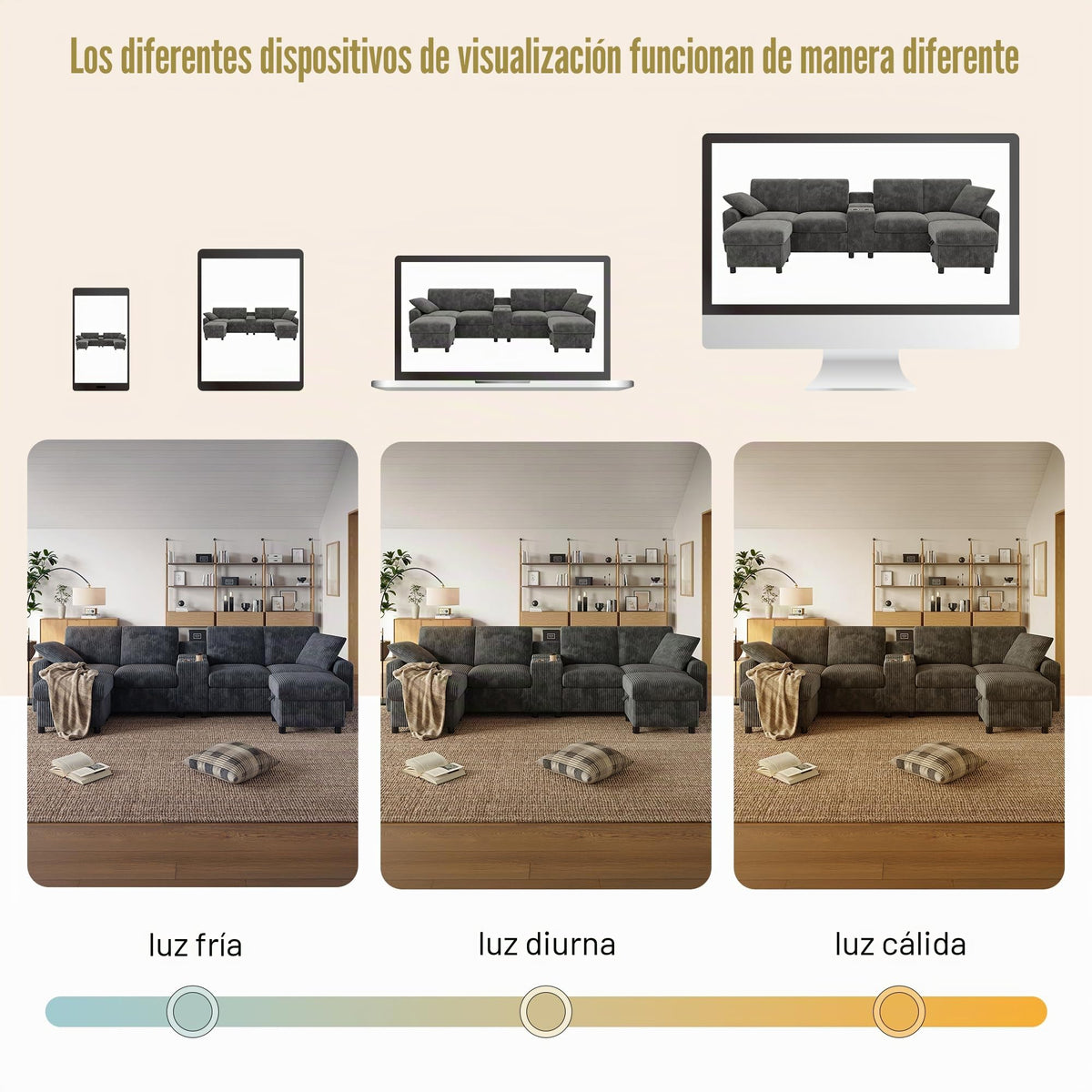 Sapgaks Sofá Seccional en U Moderno,Sofá 4 plazas,Mueble Acolchado de diseño Moderno,Tela de Chenilla (Beige)