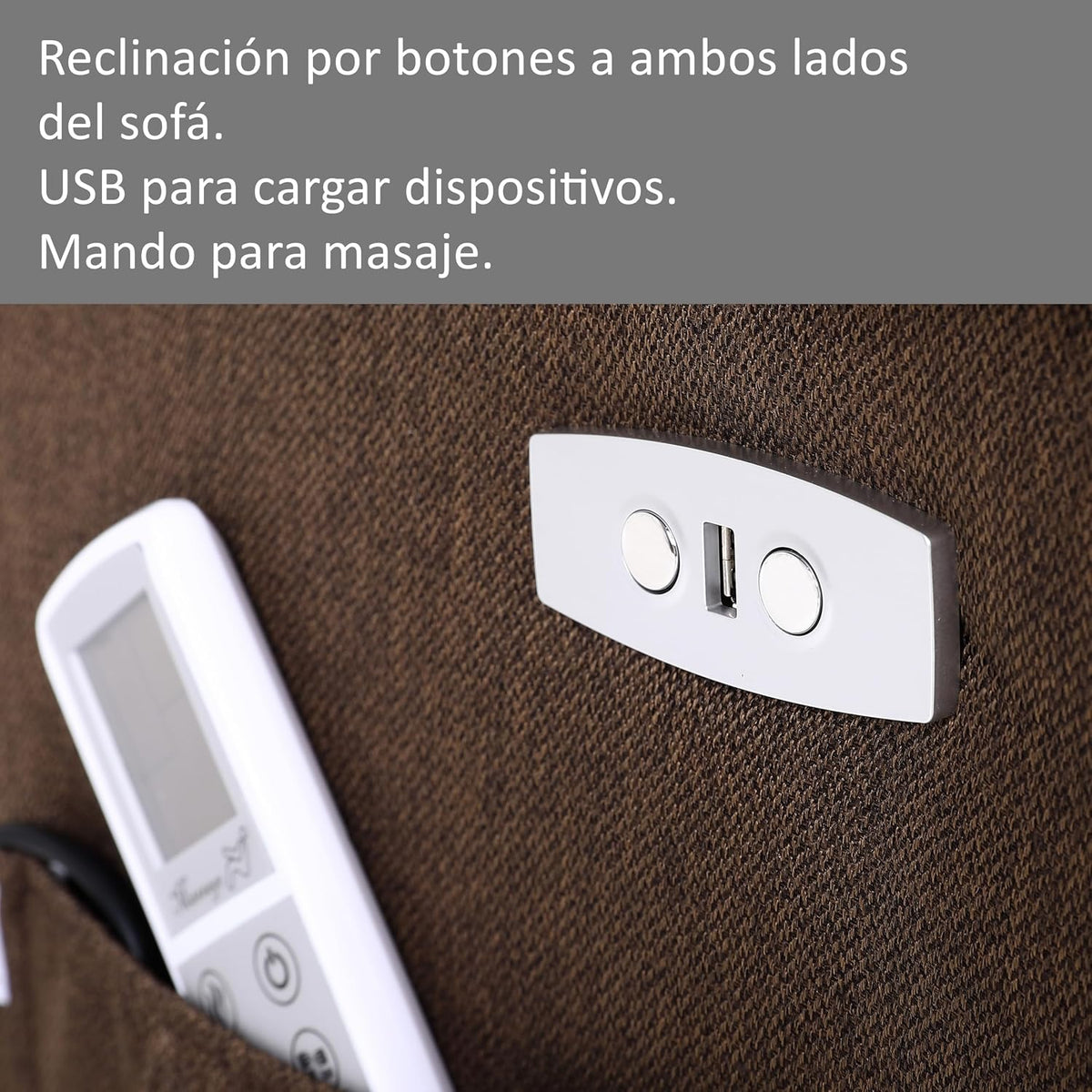 ECODE® Sofa 2 Plazas de Tela con Reclinacion Electrica y Masaje