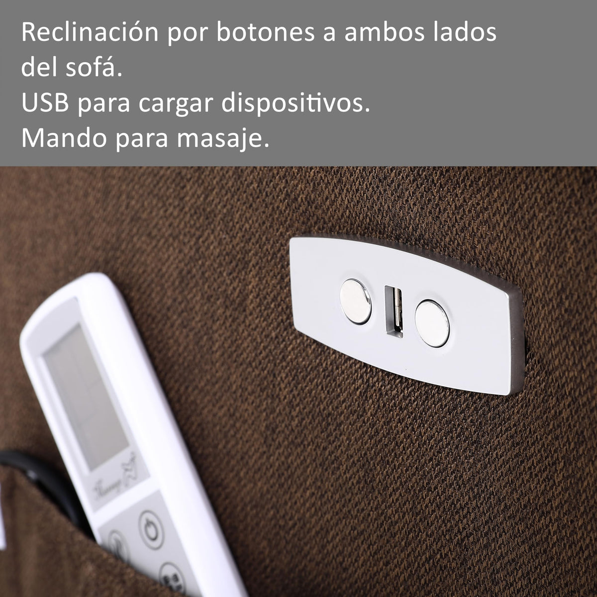 ECODE® Sofa 2 Plazas de Tela con Reclinacion Electrica y Masaje