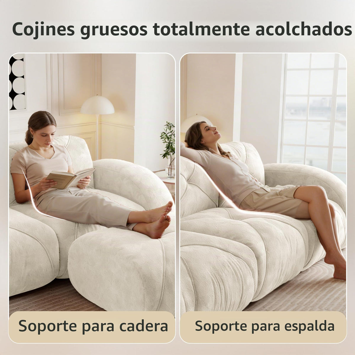 Sofá de esquina en forma de L de 4 plazas con reposapiés, sofá modular Cloud sin marcos de chenilla, sofá de estar suave, antideslizante, combinable de forma flexible, sin montaje, salón color