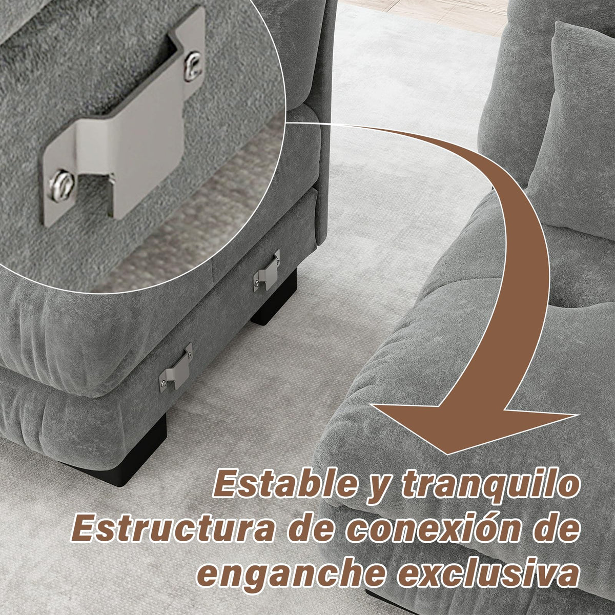 SoarFlash Sofá U Modular de 4 plazas para salón Moderno, sofá Nube de Tela Chenille con reposabrazos, Color Amarillo, 145×406 cm