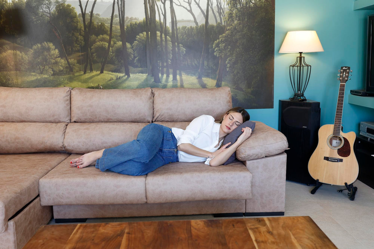 DUPI Sofá Chaiselongue Sleep Pro | Arcón Reversible Izquierda/Derecha | 265x96x148 cm | Gris