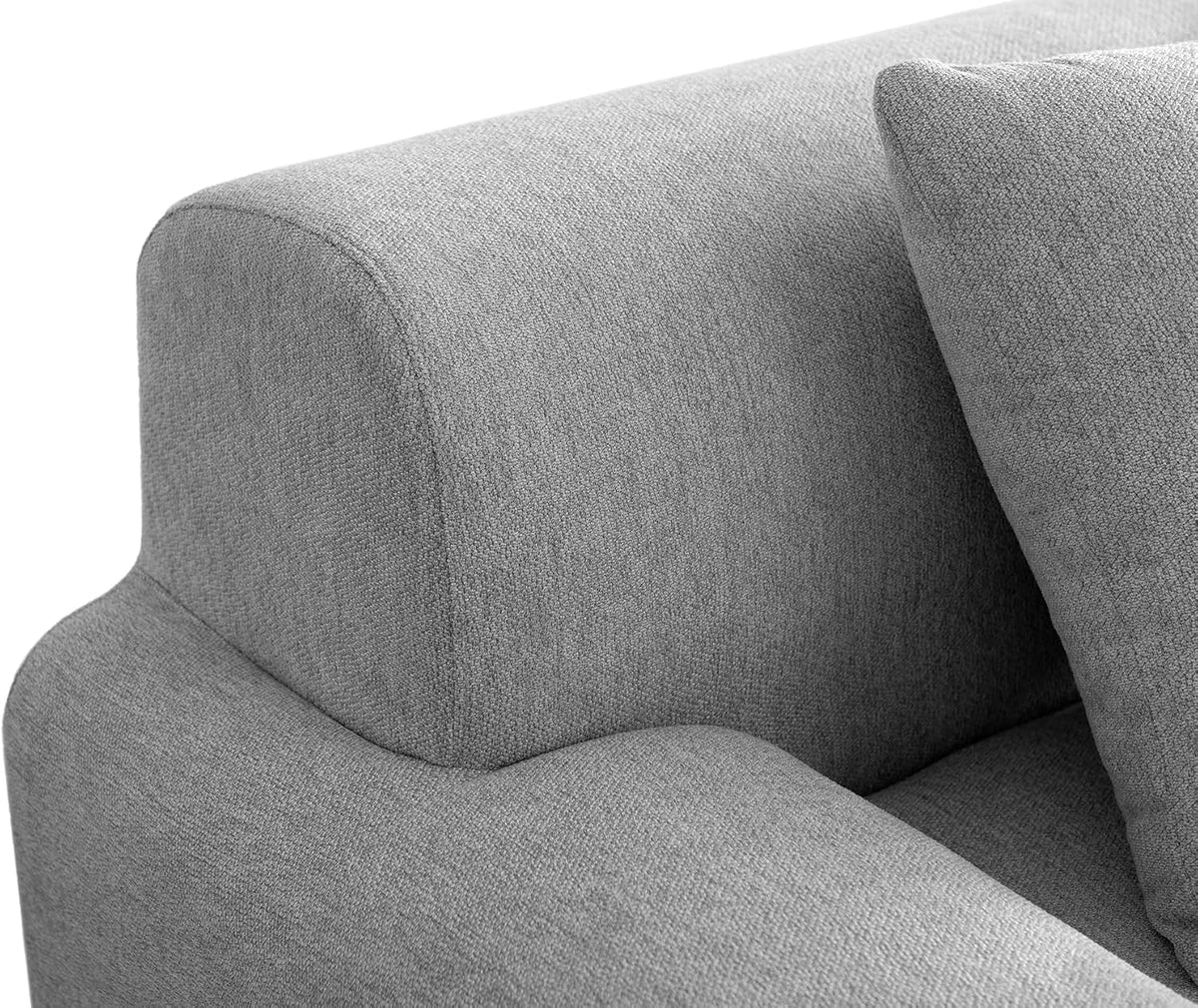 Sofá Modular 3 plazas con Chaise Longue, tapizado en Chenilla, Fundas de Cojines desenfundables (Gris Mineral, 3 plazas con Chaise Longue)