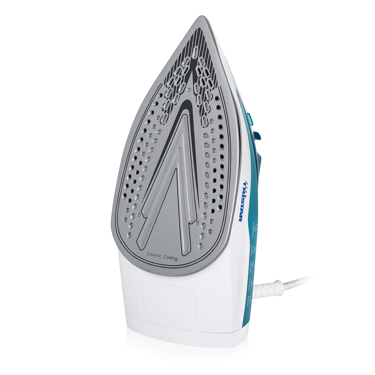 Tristar Plancha de Vapor, 2000 W, Suela de Cerámica, Ajustable, Vertical, Golpe hasta 70 g/min, Función de Autolimpieza, Depósito de Agua de 210 ml, Cable de 1,9 m, ST-8300, Azul
