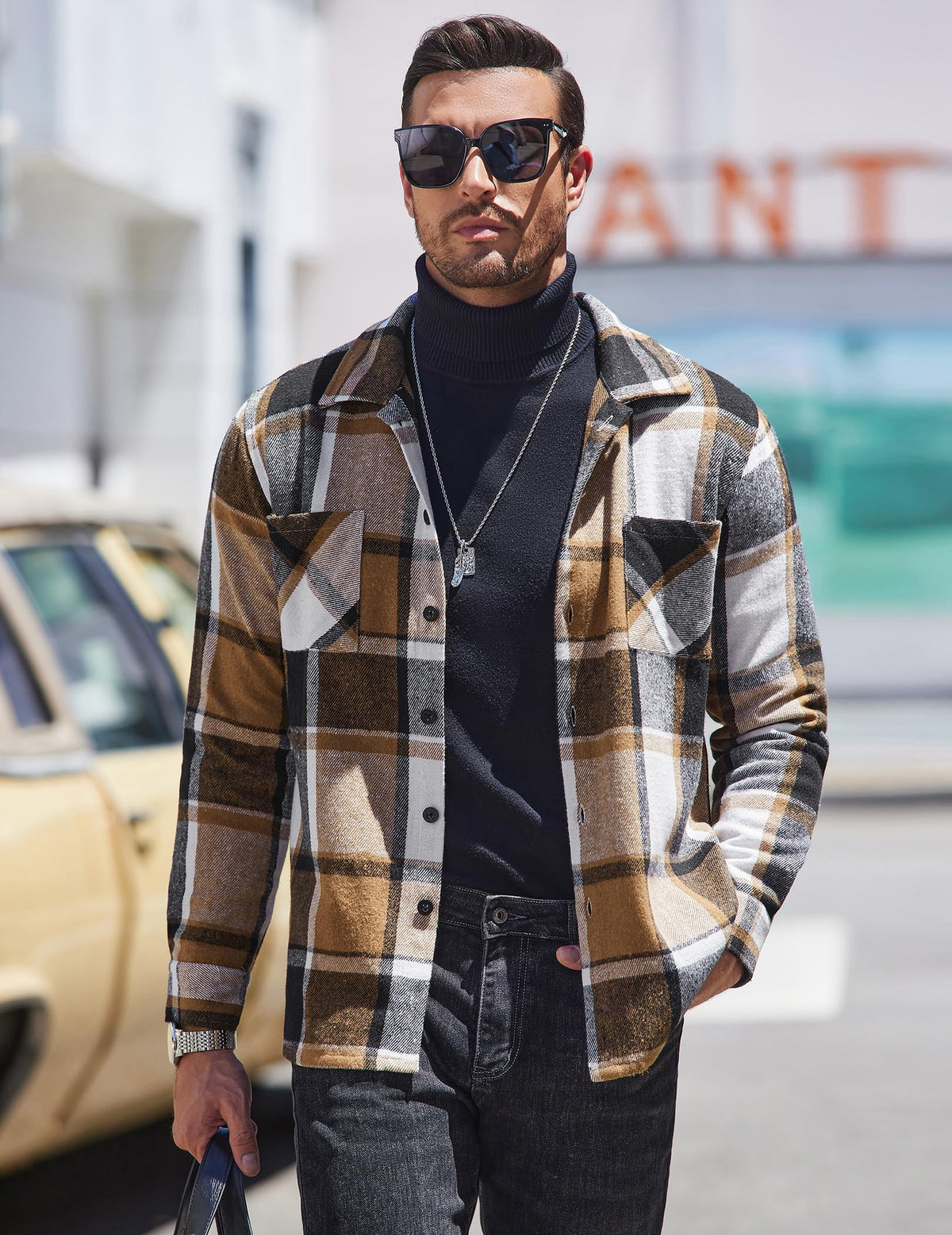 COOFANDY Sobrecamisa Hombre a Cuadros Chaqueta Leñador Casual