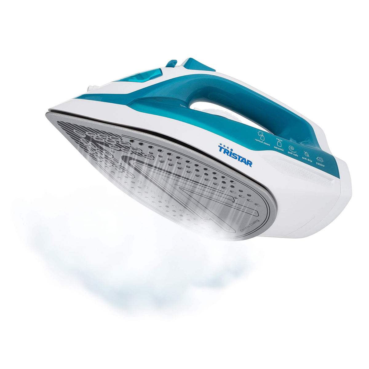 Tristar Plancha de Vapor, 2000 W, Suela de Cerámica, Ajustable, Vertical, Golpe hasta 70 g/min, Función de Autolimpieza, Depósito de Agua de 210 ml, Cable de 1,9 m, ST-8300, Azul