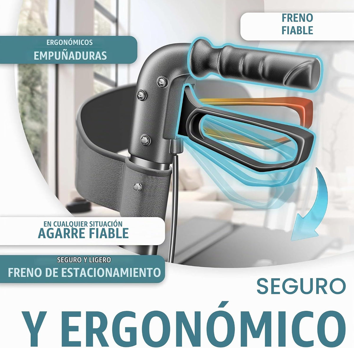 KESSER® Andador plegable con asiento y respaldo, 4 Ruedas/Frenos/Saco de Compra y Porta Bastón, Altura Ajustable 82-94cm, Andador, Carro, Rollator para Ancianos Gris