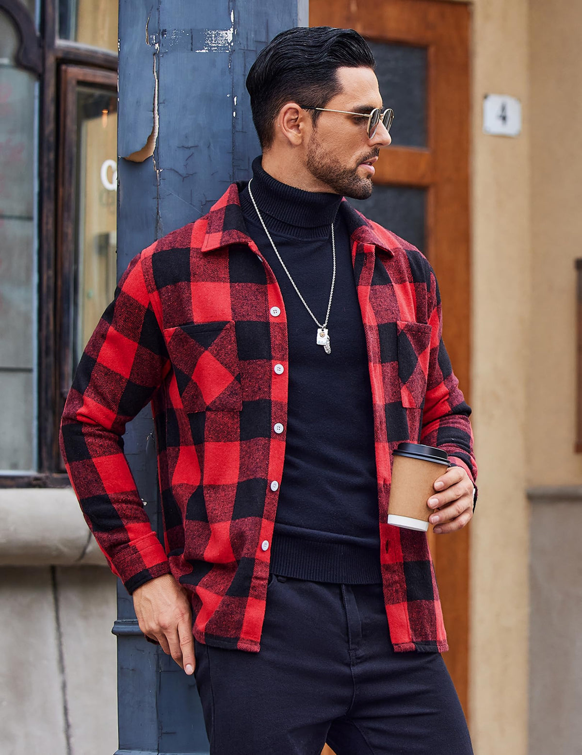 COOFANDY Sobrecamisa Hombre a Cuadros Chaqueta Leñador Casual