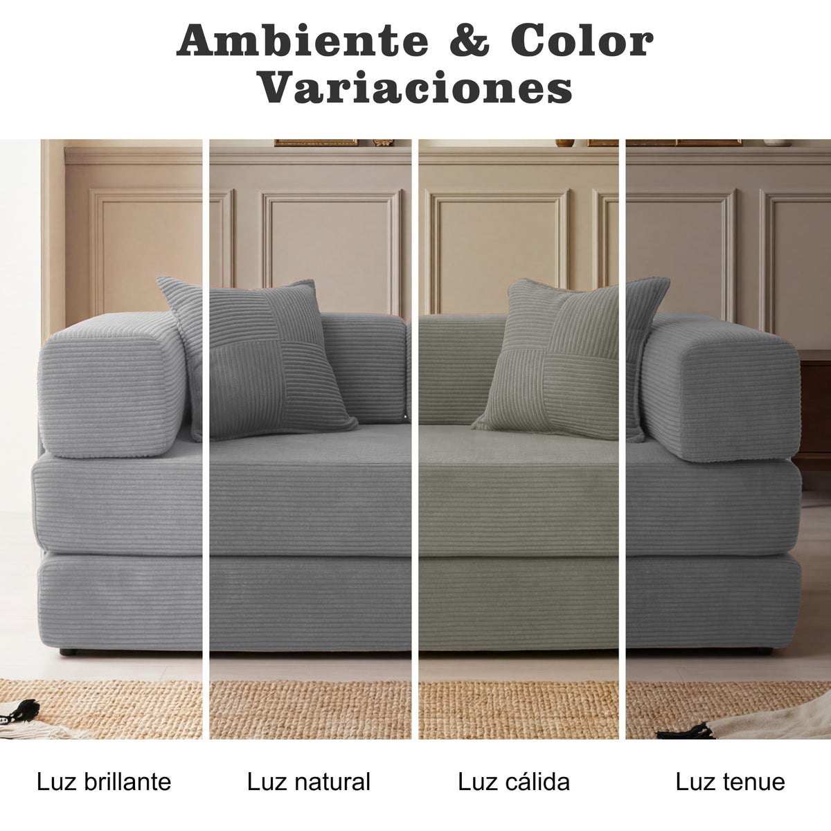 Vipbear Sofá Cama Pana 200×100×70 cm, sofá de Suelo transformable 5 en 1, Espuma de Alta Densidad, Apto para Mascotas y ergonómico, sin Montaje, Verde