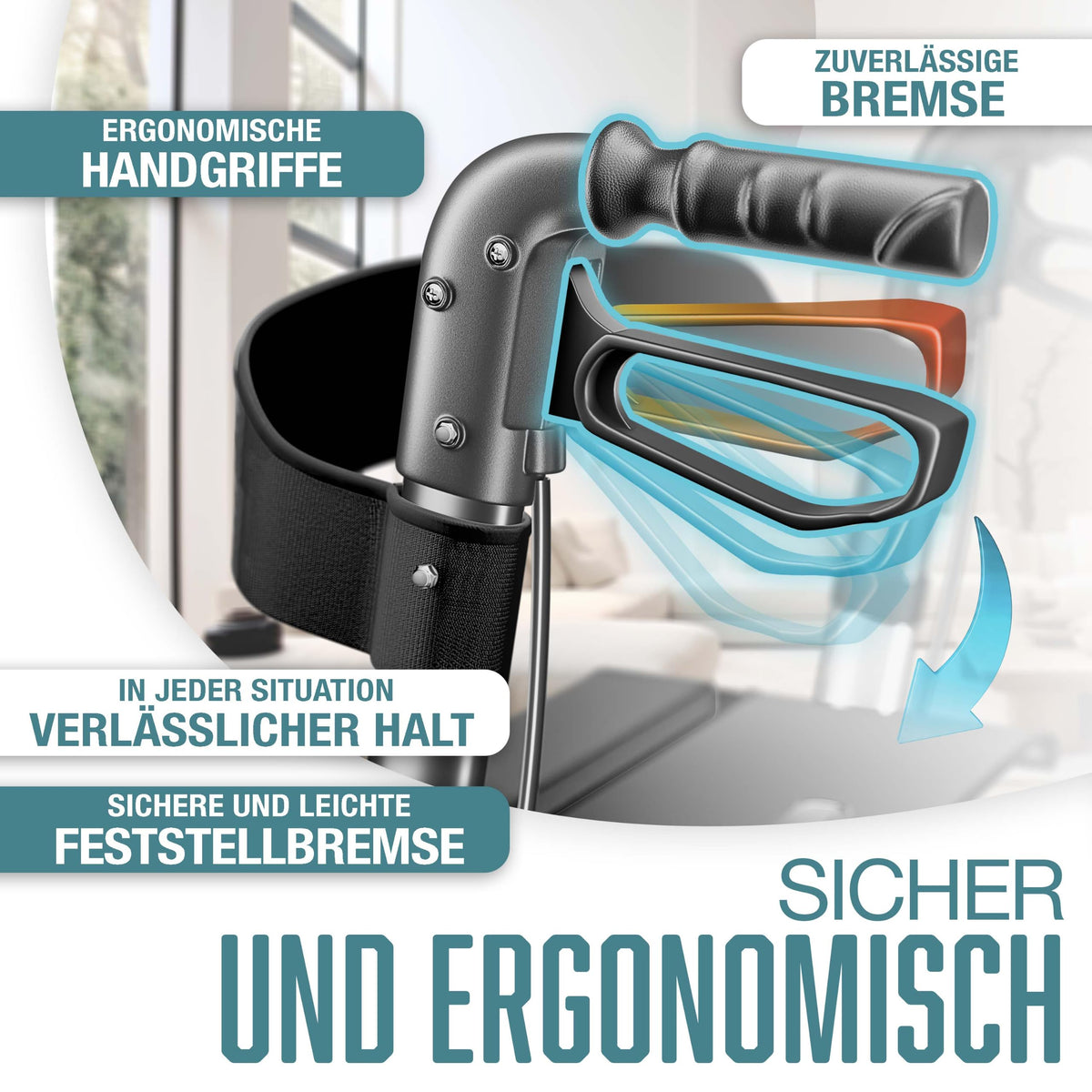 KESSER® Andador plegable con asiento y respaldo, 4 Ruedas/Frenos/Saco de Compra y Porta Bastón, Altura Ajustable 82-94cm, Andador, Carro, Rollator para Ancianos Gris