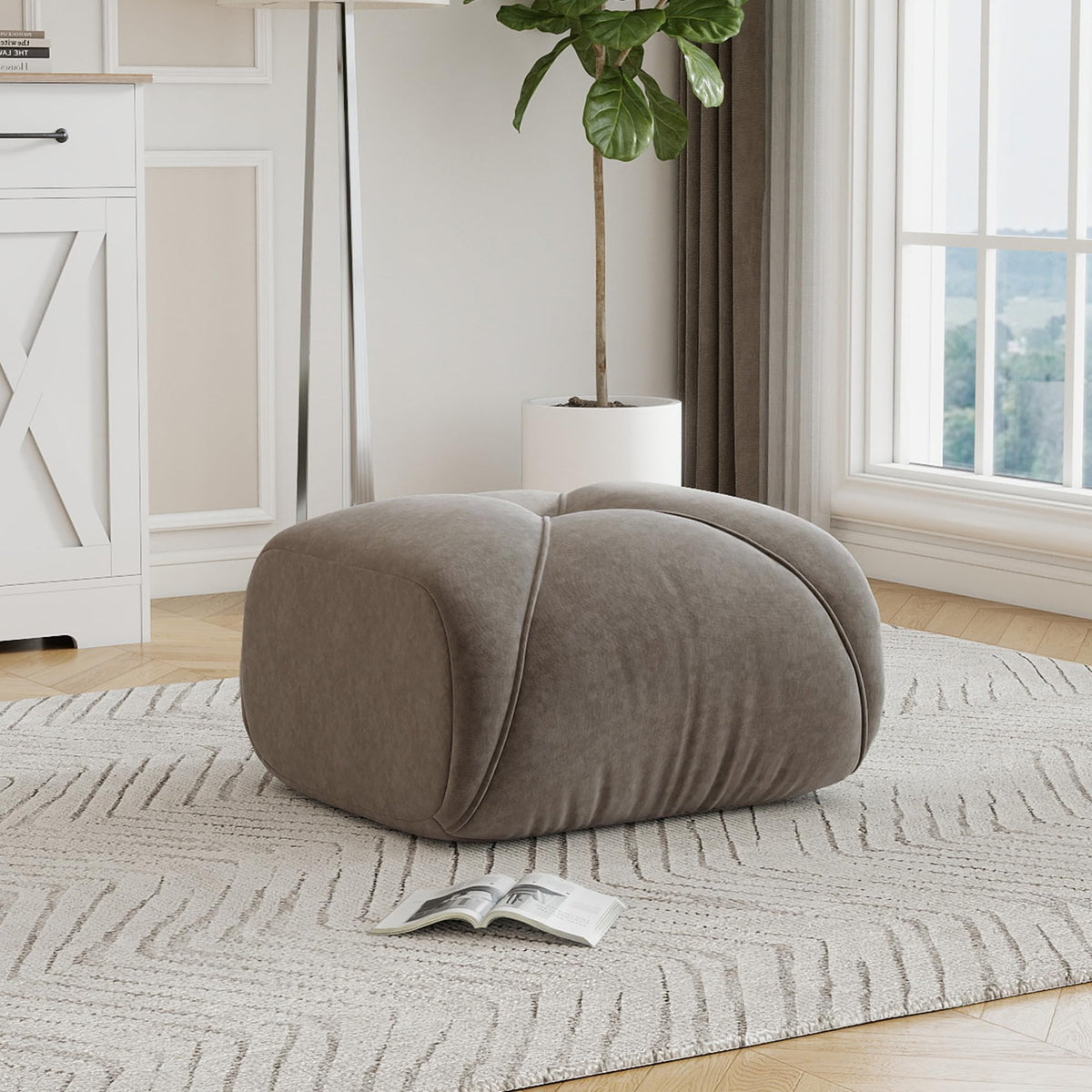 Sofá de esquina en forma de L de 4 plazas con reposapiés, sofá modular Cloud sin marcos de chenilla, sofá de estar suave, antideslizante, combinable de forma flexible, sin montaje, salón color