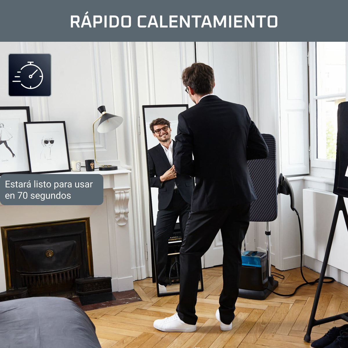 Rowenta Origin Home, Cepillo de vapor vertical, Potencia de 2000 W