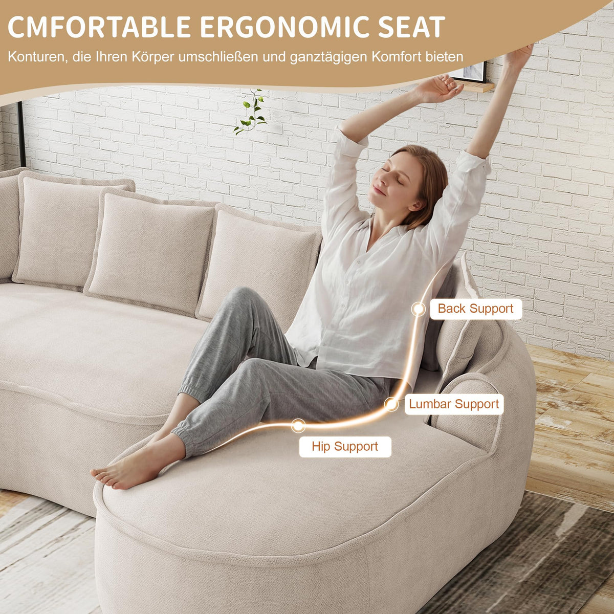 Sofá modular en forma de L sin marco, cómodo sofá de chenilla nube con asiento profundo, chaise longue moderno, extra grande, cojín ideal para salón, color verde