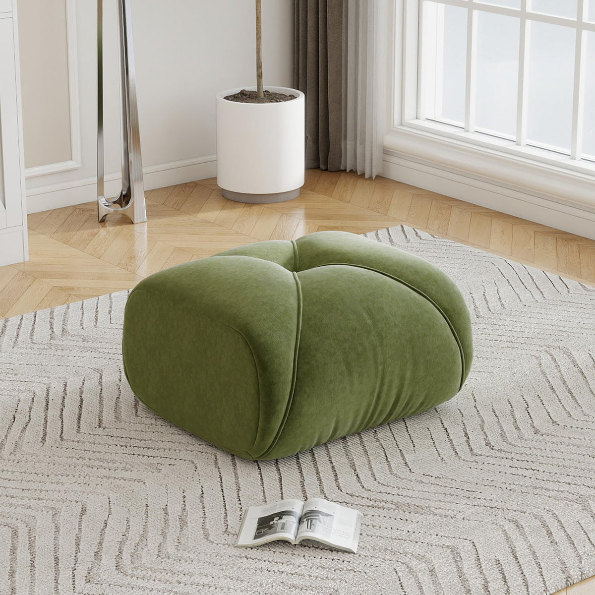 Sofá de esquina en forma de L de 4 plazas con reposapiés, sofá modular Cloud sin marcos de chenilla, sofá de estar suave, antideslizante, combinable de forma flexible, sin montaje, salón color