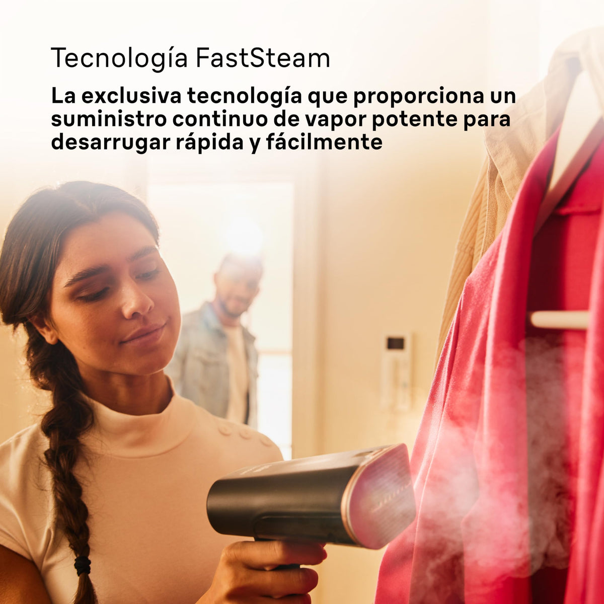 Braun QuickStyle 5 GS5011PU, Plancha Vertical con Doble Placa FreeGlide 3D, Steamer Vertical con Calentamiento Rápido, Vapor 22 g/min, Capacidad 150 ml, 1200W, Blanco/Violeta