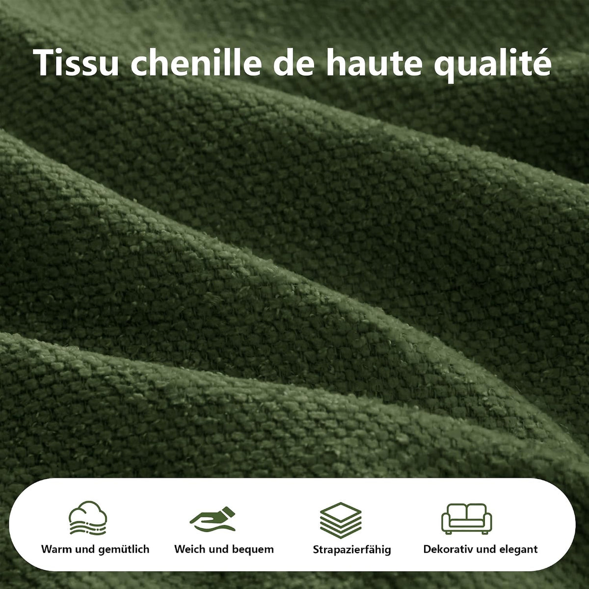 Sofá modular en forma de L sin marco, cómodo sofá de chenilla nube con asiento profundo, chaise longue moderno, extra grande, cojín ideal para salón, color verde