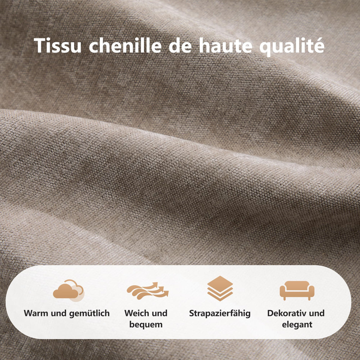 Sofá de esquina en forma de L de 4 plazas con reposapiés, sofá modular Cloud sin marcos de chenilla, sofá de estar suave, antideslizante, combinable de forma flexible, sin montaje, salón color