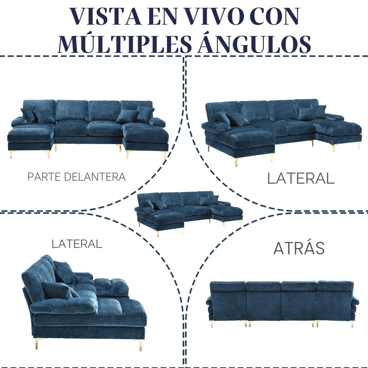 Sapgaks Sofá Seccional en U Moderno,Sofá 4 plazas,Mueble Acolchado de diseño Moderno,Tela de Chenilla (Beige)