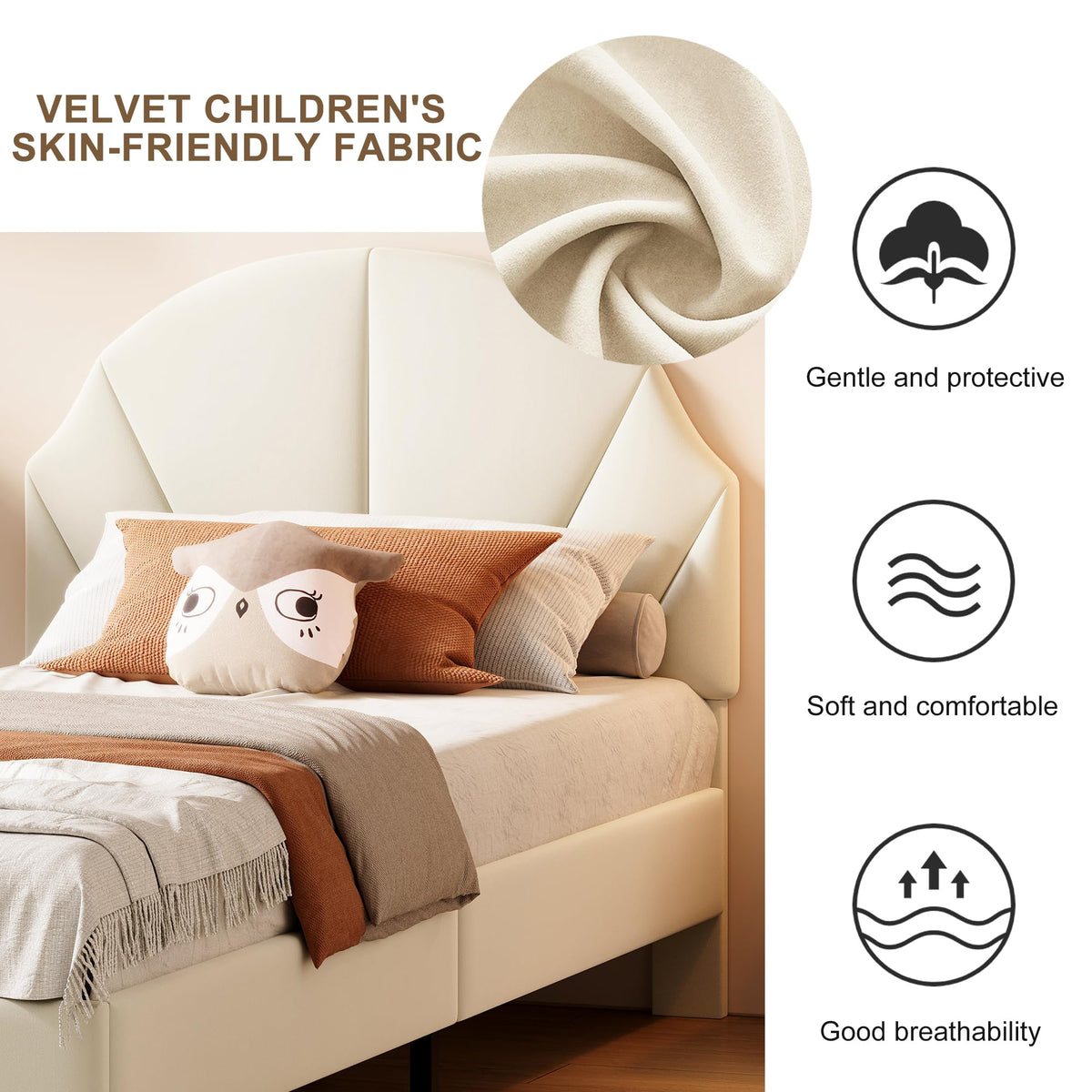 Cama Infantil tapizada 140 x 200 cm con LED, Cama tapizada para niños 140 x 200 con cabecera Ajustable Marco de Camas, Camas de Princesa para Niña en Forma de Corona con Somier(Rosa, 140 x 200)