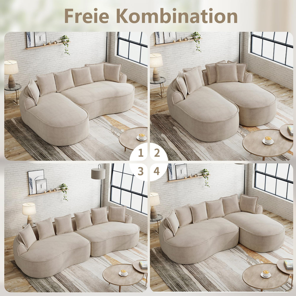 Sofá modular en forma de L sin marco, cómodo sofá de chenilla nube con asiento profundo, chaise longue moderno, extra grande, cojín ideal para salón, color verde