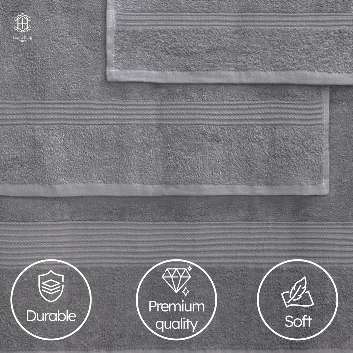 Luxe Set de Toallas 100% Algodón - 8 Piezas, 3 tamaños (30×30, 40×70 y 65×137 cm) - Suaves, absorbentes y de fácil Cuidado, Blanco
