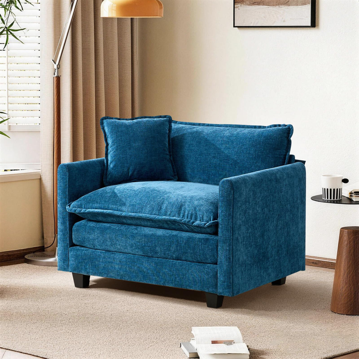 Sofá Modular Modular de 380.0 cm en Forma de L, sofás Convertibles de Gran tamaño, sofá de felpilla de 4 plazas con Asiento Profundo SleeperCloud con Almohadas y 2 otomanas para Sala de