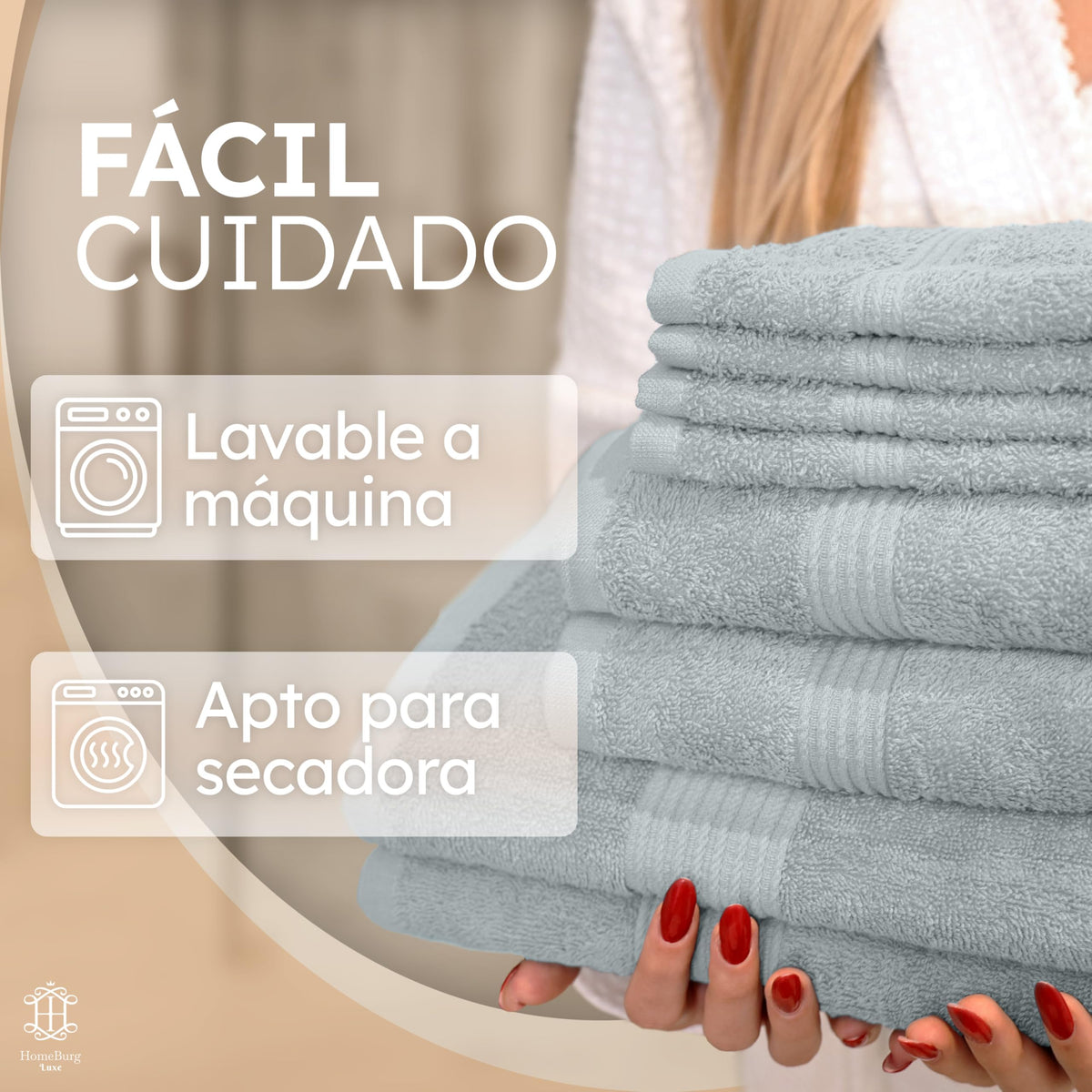 Luxe Set de Toallas 100% Algodón - 8 Piezas, 3 tamaños (30×30, 40×70 y 65×137 cm) - Suaves, absorbentes y de fácil Cuidado, Blanco