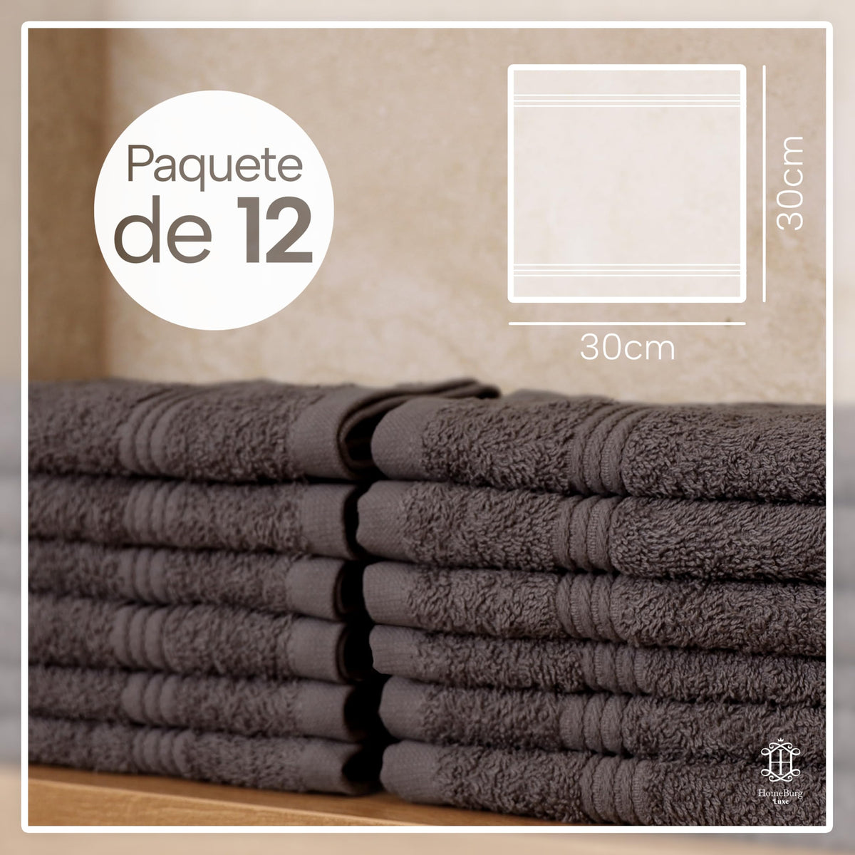 Luxe Set de 12 Toallas de Mano (Gants de Toilette) – 100% Algodón, Suaves & Absorbentes, Fáciles de Mantener, Premium para el Rostro, 30×30 cm, Verde Salvia